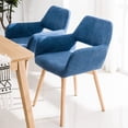 thumbnail image 2 of Desk Chair No Wheels Vanity Chair Comfy Accent Chair for Living Dining Room Bedroom Home Office Mid Century Modern Upholstered Armchair Sofa Chair (Blue, 1), 2 of 5