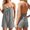 Grey, variant on Women's Sleeveless Off Shoulder Jumpsuit Casual Short Romper with Pockets,Green,L