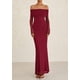 thumbnail image 3 of Vestido PRETTYGARDEN Maxi de Manga Larga y Hombros Descubiertos Vino Rojo XL, 3 of 8