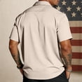 thumbnail image 3 of GrmtClth Usa Flag Print Shirts for Men Independence Day 4th Of July Top Relaxed Fit Button Down Tee Trendy Short Sleeves Collared Clothes Khaki M, 3 of 3