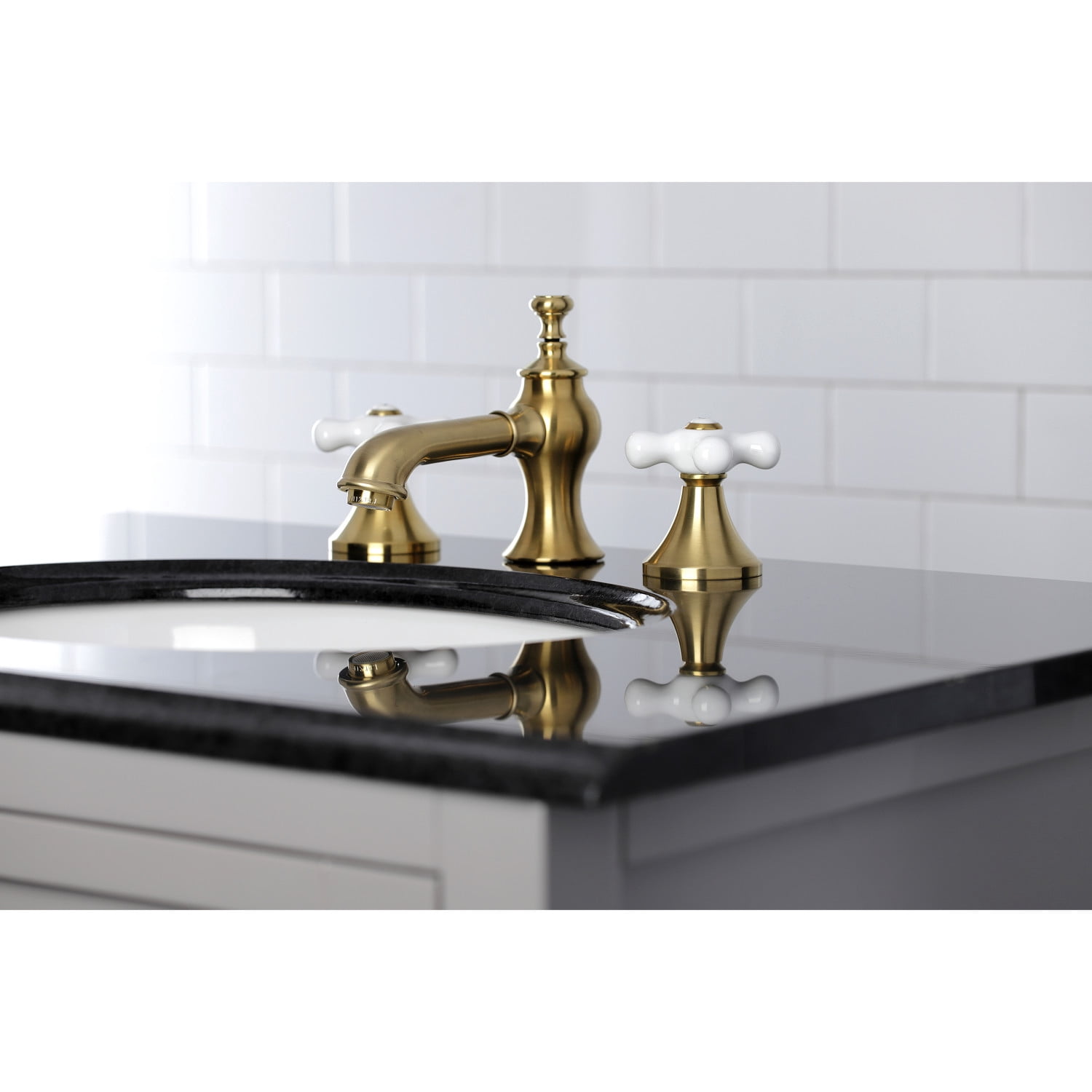 Kingston Brass KC7067PX Vintage 8 in. Widespread Bathroom Faucet, Brushed Brass