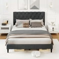 thumbnail image 4 of Costway Queen Size Bed Frame with Button-Tufted Headboard & Wooden Slats Easy Assembly, 4 of 10