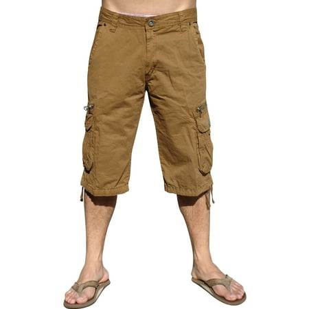8 Pocket Denim Cargo Shorts - Mens Military-style Cargo Pocket Shorts, Timber, #91S-2-52