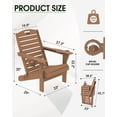 thumbnail image 4 of Folding HDPE Adirondack Chair, Weather Resistant Outdoor Fire Pit Patio Chair, Teak, 4 of 7