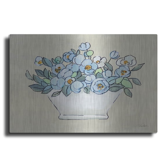 Luxe Metal Art 'Floral Tub 2'  by Silvia Vassileva Metal Wall Art, 36" x 24"