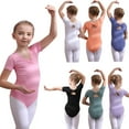 thumbnail image 4 of FLMEI Gymnastics Leotards for Girls Short-Sleeved Practice Clothing Girls Summer Biketards Cotton Dance Outfit for Toddler Kids 3-11 Years, 4 of 9
