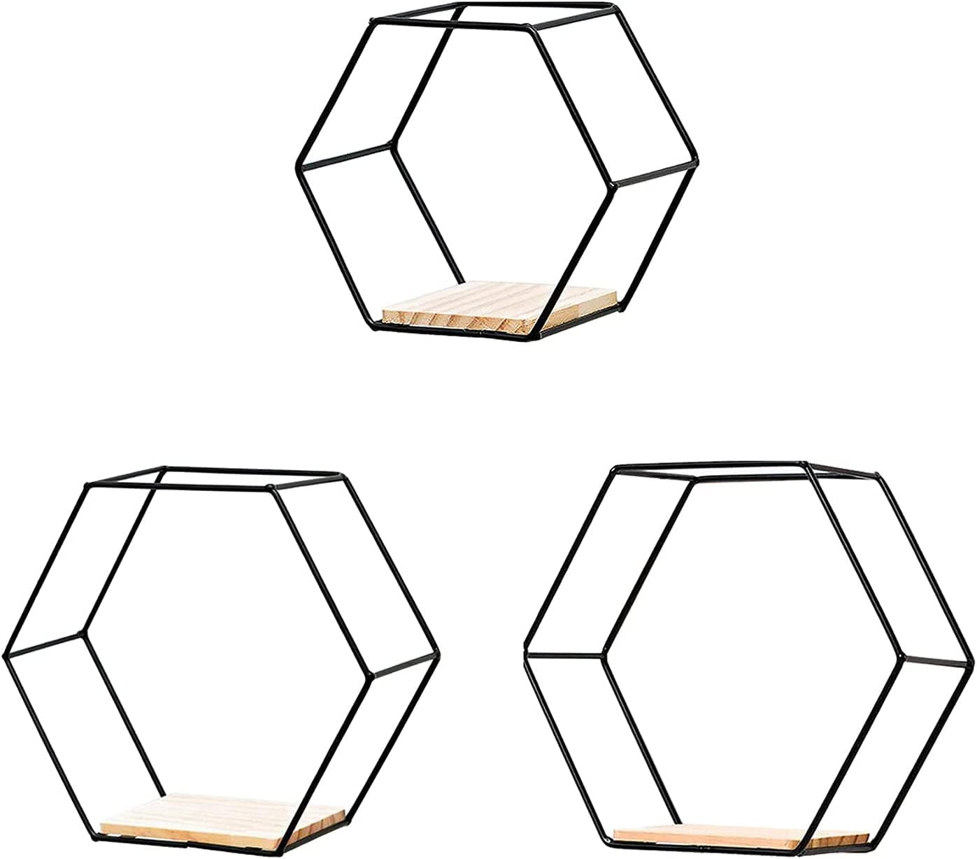 Geometric Hexagon Shaped Floating Shelves, Shelves, Home