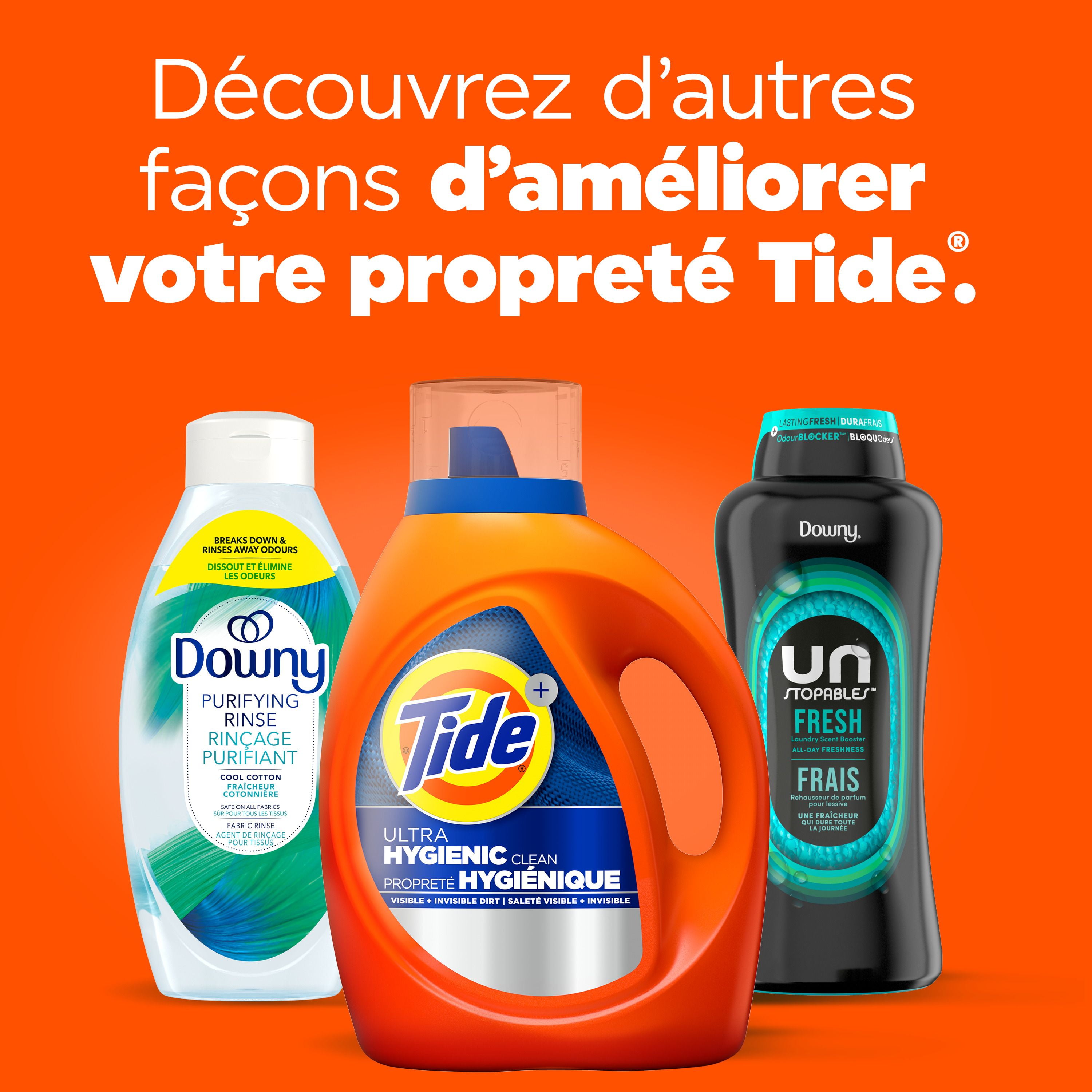 Détergent à lessive liquide Tide Propreté hygiénique, parfum original, compatible avec les laveuses HE 3.9L