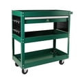 thumbnail image 3 of Utility Rolling Tool Cart with 1 Drawer and 3 Trays, Heavy Duty Metal Garage Organizer with Wheels, Hooks and Locking System, Tool Storage Cabinet Cart for Garage, Warehouse & Repair Shop, Green, 3 of 9