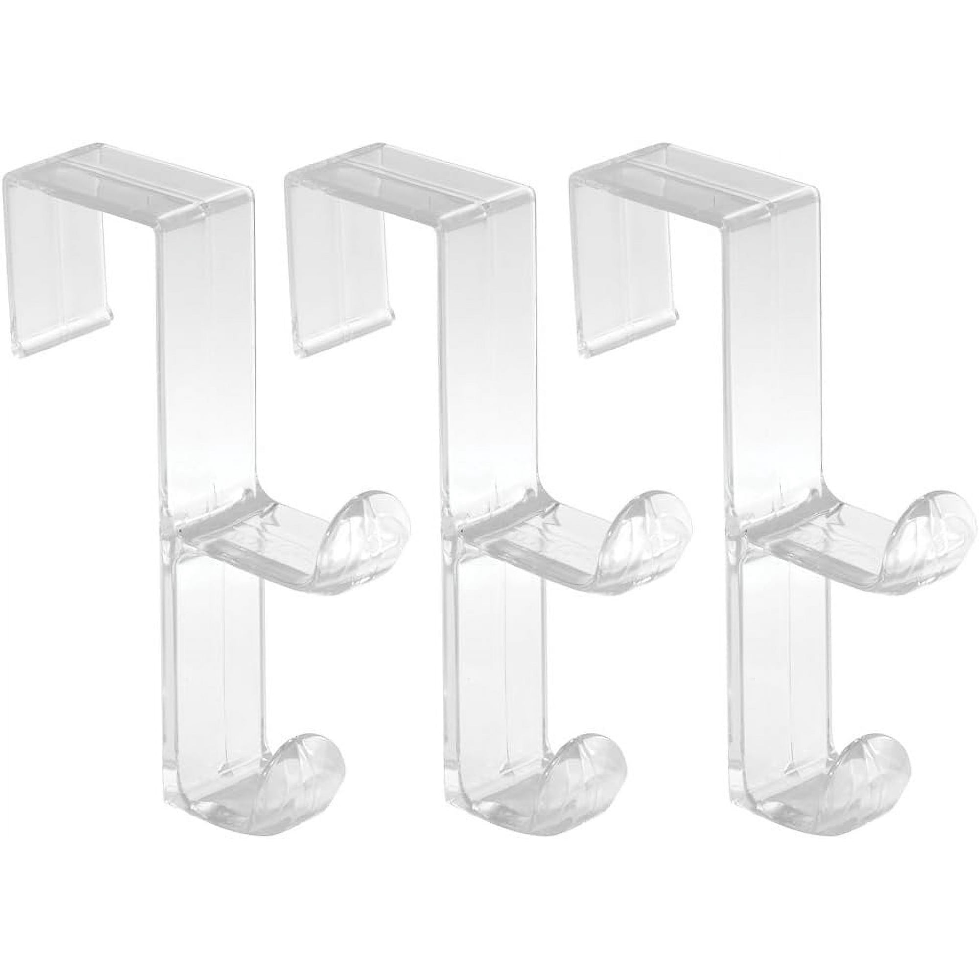 InterDesign Over Door Organizer Hook for Coats, Hats, Robes, Clothes or Towels – Double Hook, Clear, Pack of 3