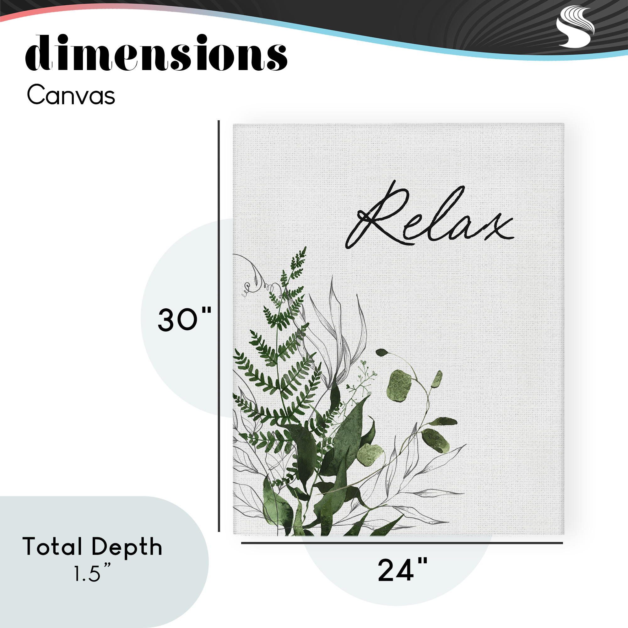 Relax Ferns & Botanicals Canvas Wall Art, design by Lettered and Lined