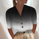 thumbnail image 1 of Fiudx Liquidación de Ahorros de Verano Blusa Casual de Manga Media con Cuello En V de Color Sólido con Botones Sueltos para Mujer, 1 of 5