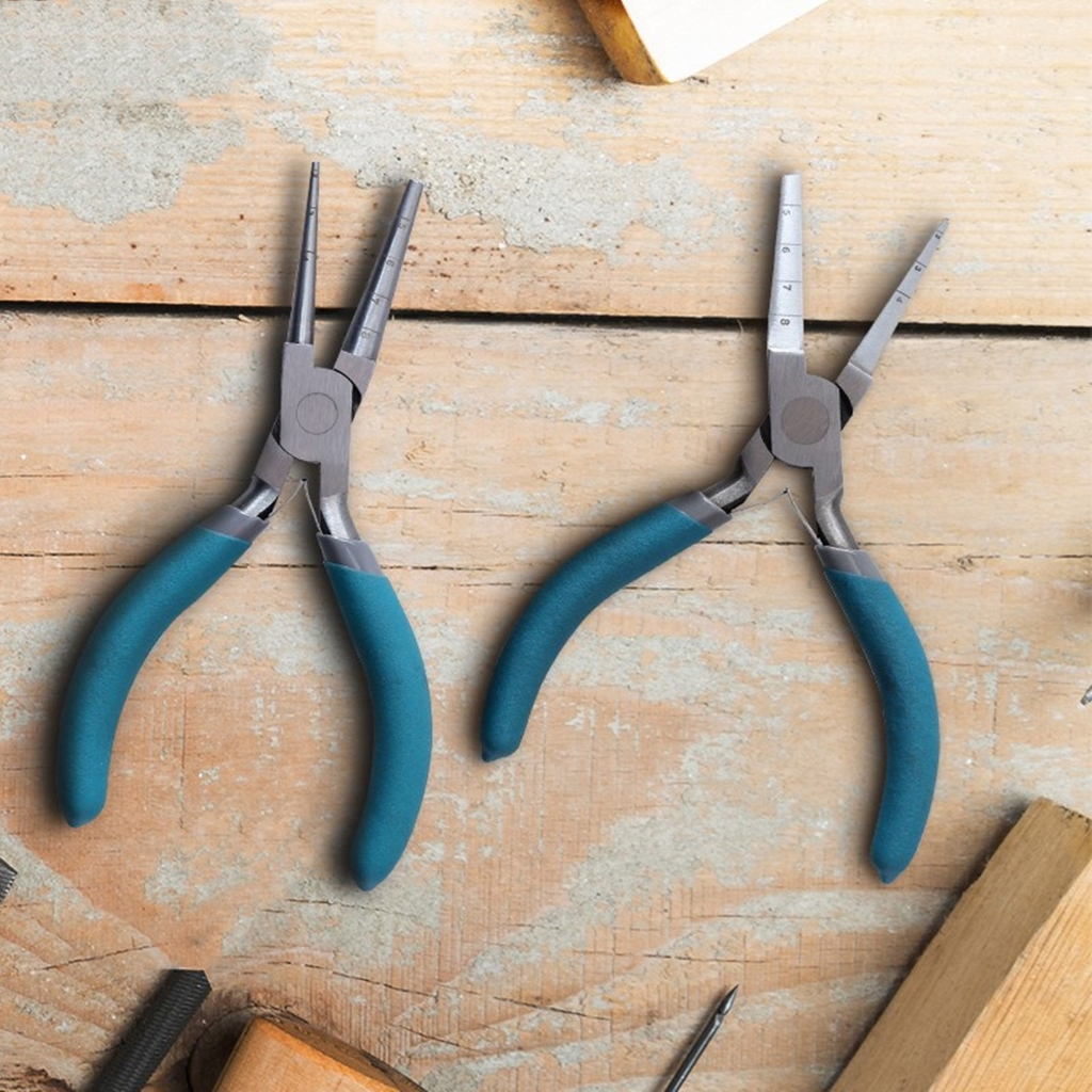 lanema 2 Pack Professional Jewelry Pliers Steel Texture Pliers Flat Nose Pliers Jewelry Making Pliers Chain Nose Pliers