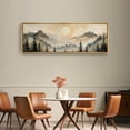 thumbnail image 4 of Large Framed Canvas Print Moody Forest Sunrise Painting, Tranquil Nature Scene Wall Art Decorative Ready to Hang Painting for Living room Bedroom - 60"x20" Natural Frame, 4 of 7