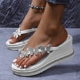 thumbnail image 4 of IUJSOY Flip Flops for Women Glitter Rhinestone Wedge Sandals Platform Slip on Elegant Dress Shoes, 4 of 8