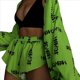 thumbnail image 4 of Pijama Holgado con Estampado para Mujer, Informal, con Cordones, de Larga y Pantalones Cortos de Cintura Alta, para el Hogar. Verde L, 4 of 10