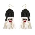 thumbnail image 3 of Cotton Thread Ears Christmas Series Bohemian Jewelry Santa for Holiday Girls Black Tassel, 3 of 8