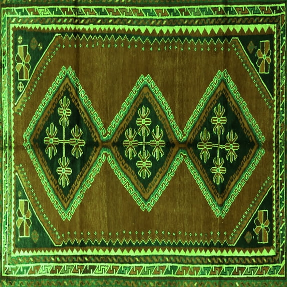 Ahgly Company Indoor Square Persian Green Traditional Area Rugs, 7' Square