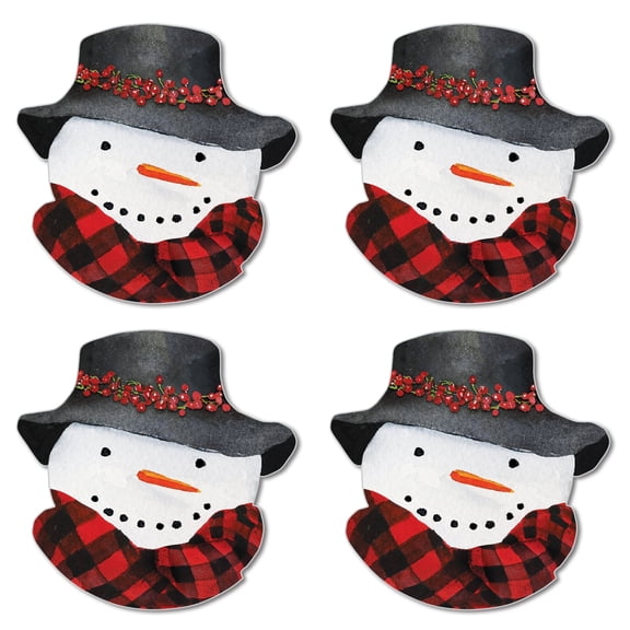 CounterArt Snowman Shaped Reversible Tabletop Placemat Set of 4 Made in the USA
