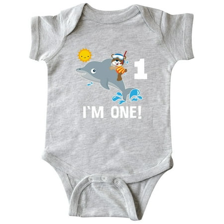 

Inktastic First Birthday 1 Year Old Dolphin Gift Baby Boy or Baby Girl Bodysuit