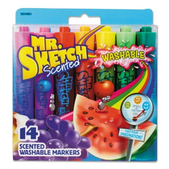 Mr. Sketch Washable Markers, Broad Chisel Tip, Assorted Colors, 14/Set (1924061)