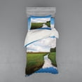 thumbnail image 1 of Ambesonne Nature Bedding Set 3 Pcs, Calm River Meadow Trees, Twin XL, Green Blue White, 1 of 3