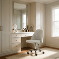 thumbnail image 3 of Aidoly Swivel Vanity Chair with Adjustable Height - Padded Desk Seat with Metal Base for Home Office & Dressing Area, Grey, 3 of 6