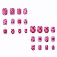thumbnail image 2 of Red Heart Press on Nails Short Square Fake Nails with Flower Cherry Design Swirl Glue On Nails Glossy Reusable Acrylic Nails Artificial Valentines False Nails for Women Girls Manicure 24pcs E22, 2 of 3