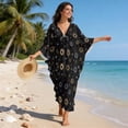 thumbnail image 5 of Xoenoiee Moon Star Pattern Plus Size Kaftan Dress for Women, Oversized V-Neck Batwing Sleeve Boho Swimsuit Cover Up Maxi Beach Resort Caftan, 5 of 7