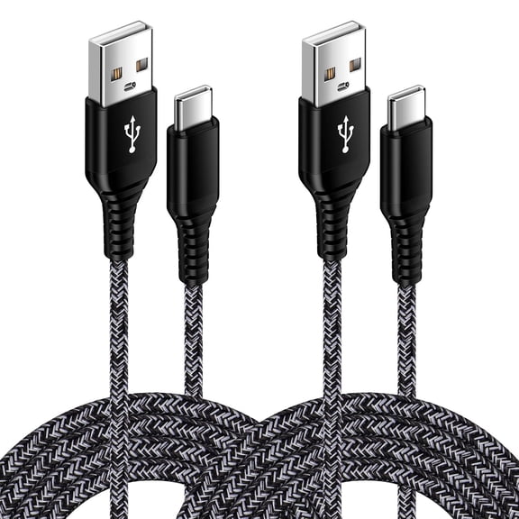 2Pack 3FT Type C Charging Cable, Nylon Braided 3A Fast Charging USB C Cord, High Speed Data Sync, Durable Tangle-Free USB A to Type C Cable for Google Pixel, Samsung Galaxy, Moto, iPhone 15/16/17 Ser