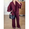 thumbnail image 4 of Women 2 Piece Outfits Matching Lounge Set Wine Red S, 4 of 7