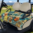 thumbnail image 2 of COEQINE Fold-and-Carry Golf Cart Seat Cover, Bag-Style Handle for Easy Carry, Universal Fit Quilted Padding, 4 Pockets, Fits for EZGO Yamaha Club Car, Bohemian Flower Teal Gold, 2 of 8