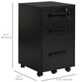 thumbnail image 3 of HOMCOM 3 Drawer File Cabinet with Hanging Bars for Letter A4 Size, Black, 3 of 10