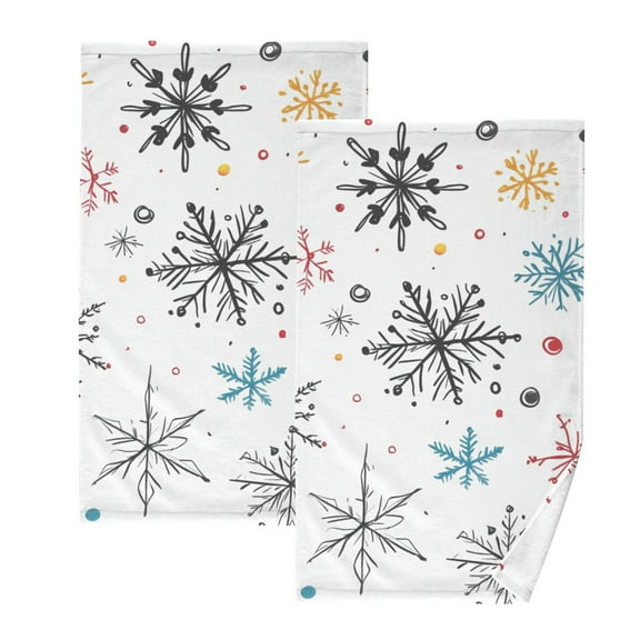 Christmas Snowflakes Hand Towels Cotton Bath Towels Large Face Towels Absorbent for Bathroom 2 Packs