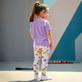 thumbnail image 6 of Girls Floral Lounge Set Size 6 Two Piece Cotton Fall Outfits Cute Short Sleeve Tees Leggings Summer Cute Clothes 4 Years, Purple, 6 of 7