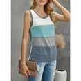 thumbnail image 5 of Uhndy Women's Tank Top Crew Neck Color Block Knit Camisole Loose Sleeveless Blouse Shirts Tops, 5 of 6