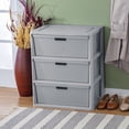 thumbnail image 3 of Sterilite Wide 3 Drawer Tower, Easy to Assemble with Removable Decorative Cross-Weave Plastic Drawers, Tool-Free, Gray, 3 of 14
