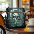 thumbnail image 3 of LedBack Skull Print Leather Crossbody Hobo Bag for Women Ladies, Portable Messenger Bag Satchel Bag with Adjustable Strap Sling Shoulder Handbag for Travel Shopping, Green, 3 of 7