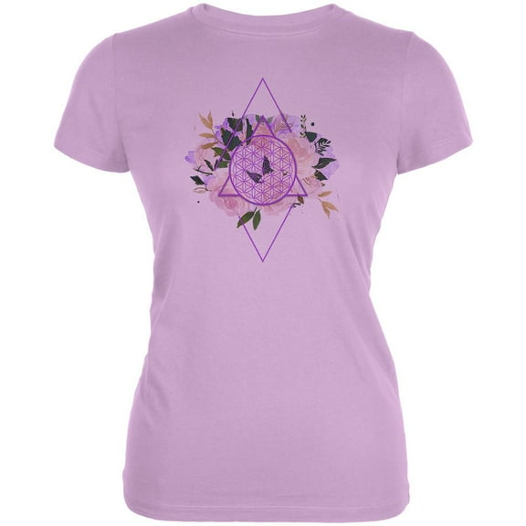 Flower of Life Watercolor Geometric Juniors Soft T Shirt Lilac LG