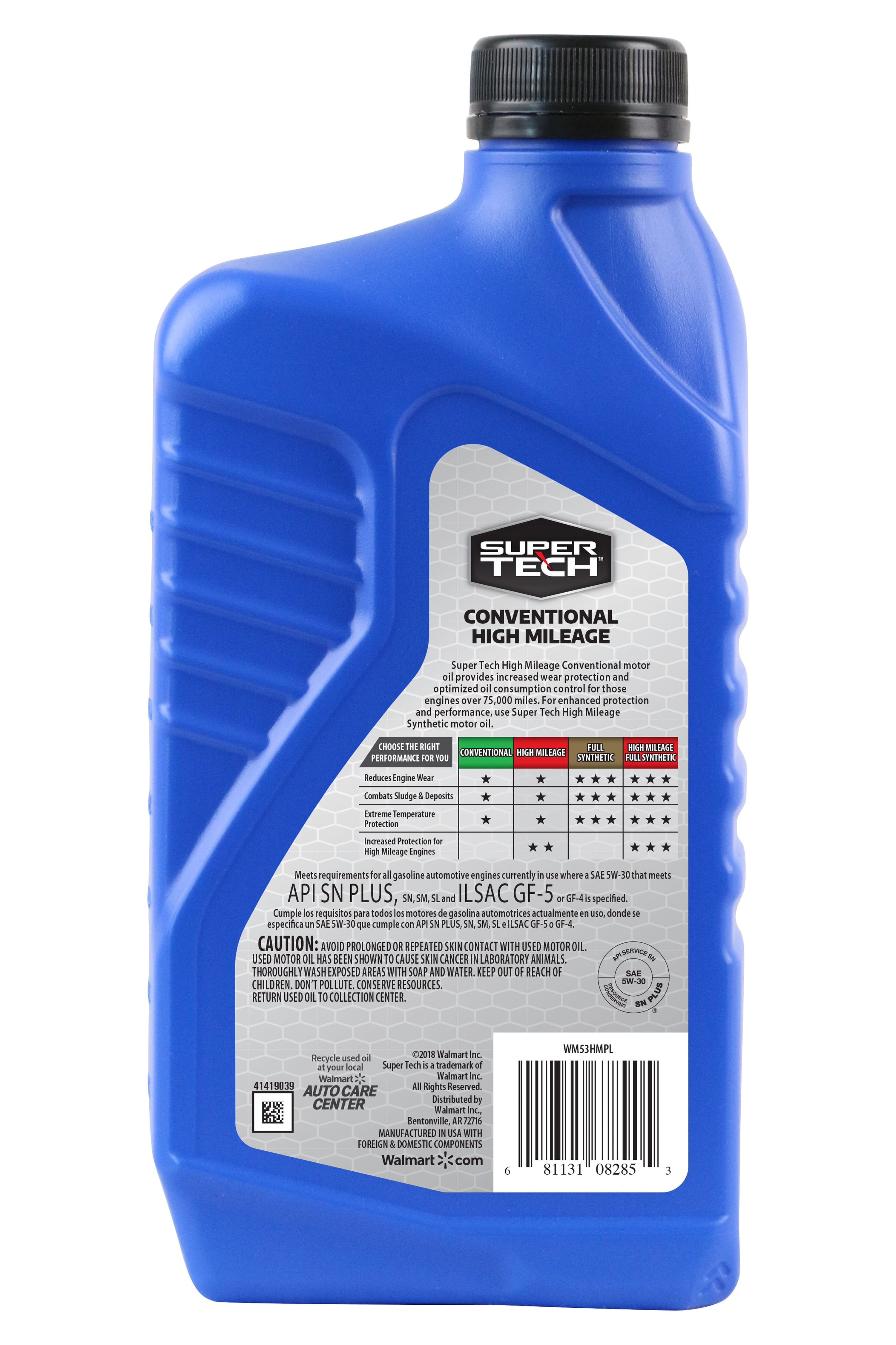 SuperTechâ¢ High Mileage SAE 5W-30 Motor Oil 1 Qt Bottle