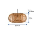 thumbnail image 2 of Kouboo Bamboo Crisscross Pendant Lamp, Woven Chandelier Pendant Light Fixture Asian Ceiling Lamp Lighting For Dinging Room, Kitchen, Rustic Brown, 2 of 8