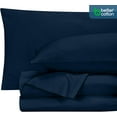 thumbnail image 3 of Royale Linens 400 Thread Count 100% Cotton Sateen Sheet Set, Bed Sheet Set, Wrinkle & Fade Resistant Luxury Sheet Set (Twin, Navy), 3 of 10