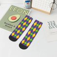 thumbnail image 7 of Rateoe Mardi Gras Pattern Quarter Crew Socks,Toe Seamed Ankle Socks,Cotton Cushioned Breathable Athletic Crew Sports Socks, 7 of 7
