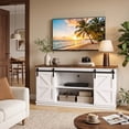 thumbnail image 2 of Vineego 58 Inch Farmhouse TV Stand and Entertainment Center for Televisions,with Sliding Barn Doors and Storage Cabinets,Milk White, 2 of 8