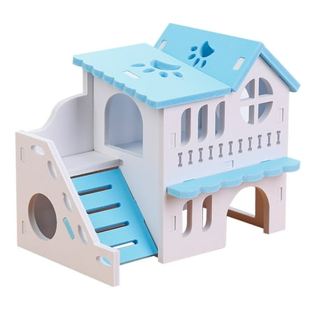 Hemoton Hamster Animal Hideout Hamster House Double-storey Pet Wooden Hut Play Toy