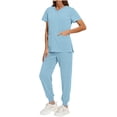 thumbnail image 5 of LEWKW Women's 2 Piece Outfits Short Sleeve Button Henley Top & Joggers Pants Sets Casual Summer Loungewear Comfy Matching Soft Tracksuits with Pockets, 5 of 9