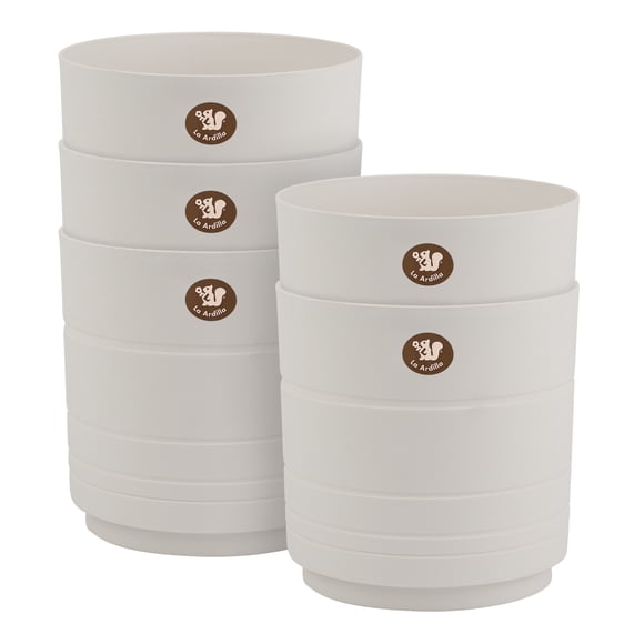 Set 5 Macetas Amalfi Redondas D20.2cm Con Rejilla Interna (Blanco Niebla)