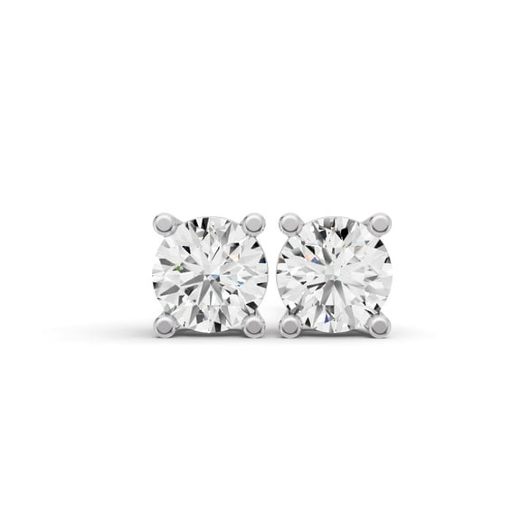 1 CTW Round Cut Lab Grown Diamond Solitaire Earrings With Prong Setting in 14K White Gold