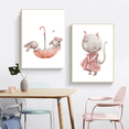 thumbnail image 5 of Cuadro en lienzo de estilo nórdico con diseño de oso, conejo, bebé, conejito, para guardería, arte de pared con flores y animales, póster e imagen impresa para habitación de niños, 5 of 5