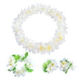 thumbnail image 2 of rygai 4Pcs/Set Thickening Vibrant Color 80Pcs Flower Hawaiian Garland Hawaiian Flowers Necklace Headband Bracelets Lei Party Supplies,White 4pcs, 2 of 8